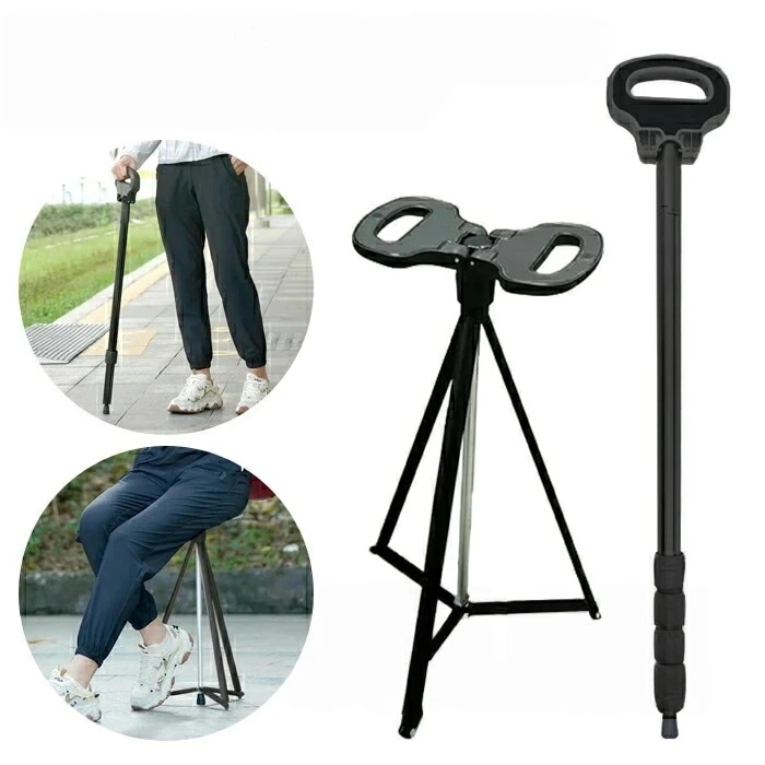 歩行杖 ステッキチェア 折りたたみ杖 登山杖 頑丈 軽量 アルミ製 座れる 杖 椅子 スティック チェア 滑り止め 落下防止 高齢者 男女兼用 登山 歩行支援 散歩 アウトドア 旅行 釣り スポーツ観