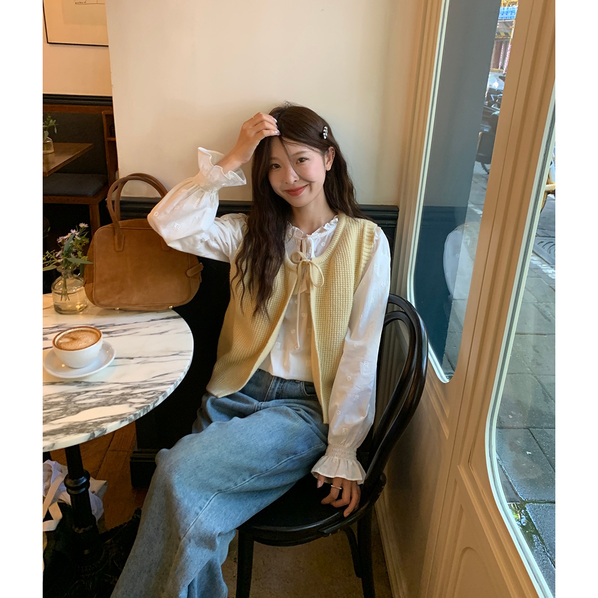 レトロ ハイウエスト ストレート ジーンズ レディース 2024 秋 韓国 ゆったり カジュアル 万能パンツ