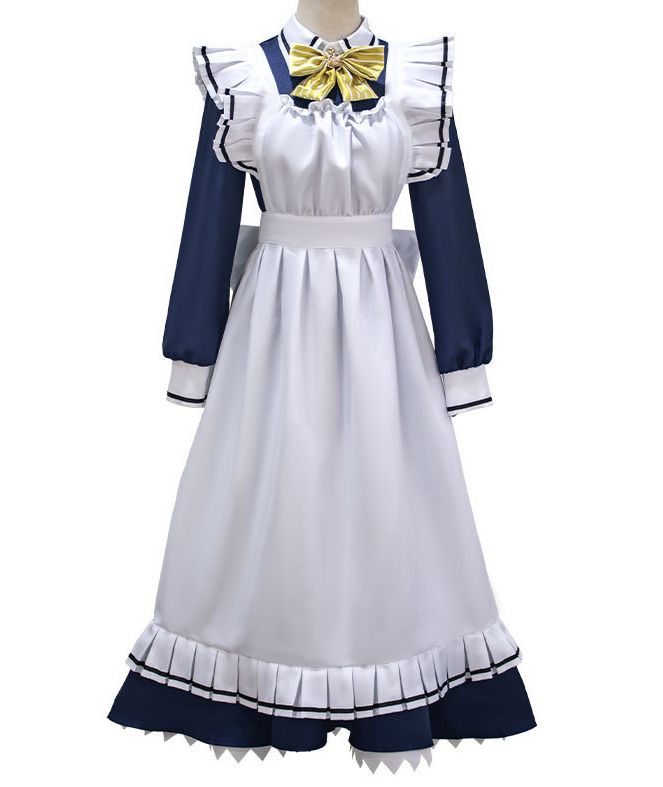 喫茶ステラと死神の蝶 風 四季ナツメ しきなつめ メイド服 ネイビー コスチューム コスプレ衣装 6点セット サイズ S―XXXL