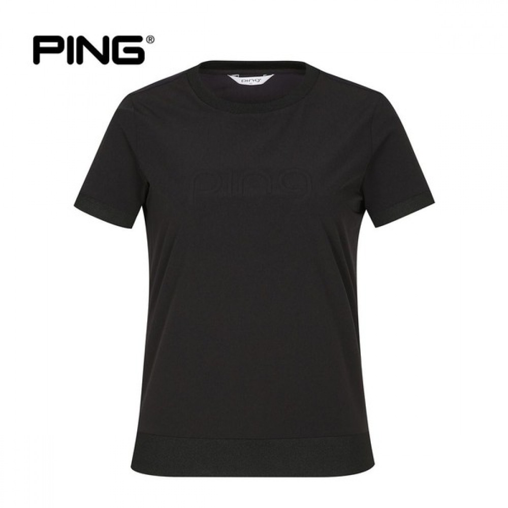 (Ping) レディースロゴエンボス加工ショートスリーブ T シャツ