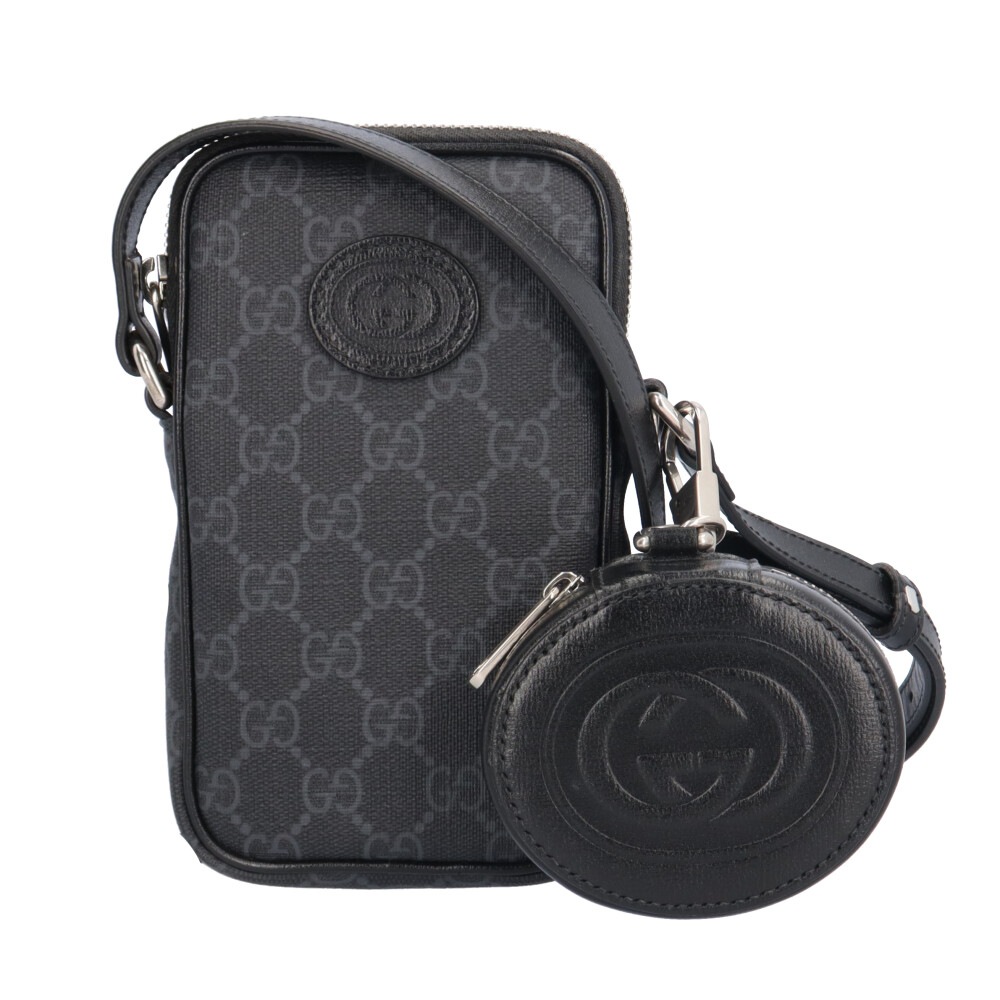 グッチ インターロッキングG GGスプリーム ショルダーバッグ GGスプリームキャンバス 700959 ブラック GUCCI 中古 美品