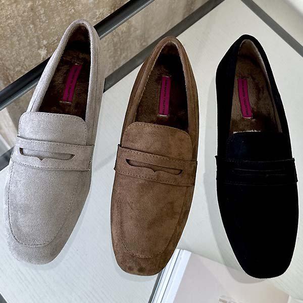 スエード冬ペニー女性レディースファーローファーフラットシューズパンプス1cm rumt8812 1_P352958631