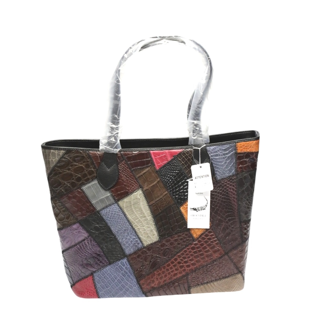クロコダイルLB-7001 パッチワーク 天ファスナー トートバッグ マルチカラー