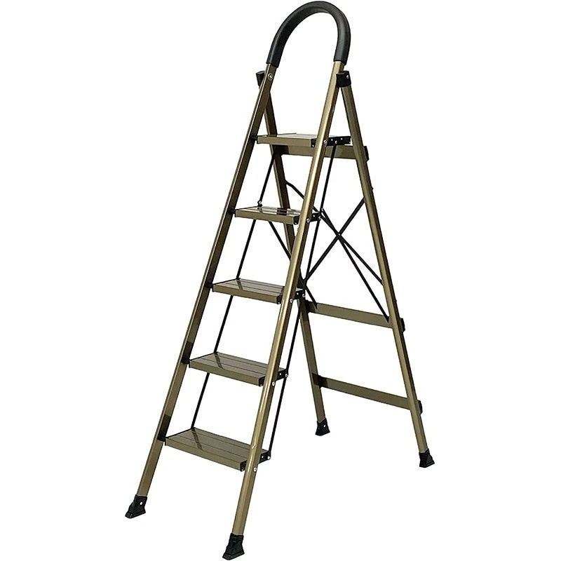 ONE STEP 脚立 5段 折りたたみ 持ち手付き アルミ 軽量 耐荷重150kg コンパクト 幅広 滑り止め付き おしゃれ 踏み台 ステップ台 はしご 梯子
