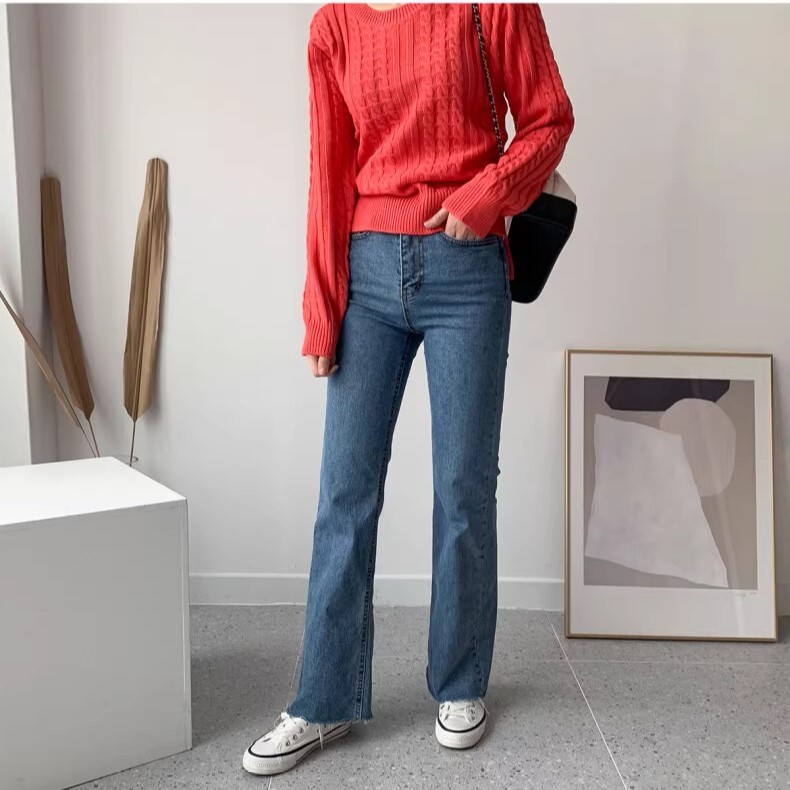 ボトムス パンツ Gパン ブーツカット 膝下 ロング ロング丈 セミフレア 伸縮性 綿 かわいい 大人可愛い シンプル カジュアル 大人 おしゃれ お洒落 かっこいい レトロ アジアン エスニック