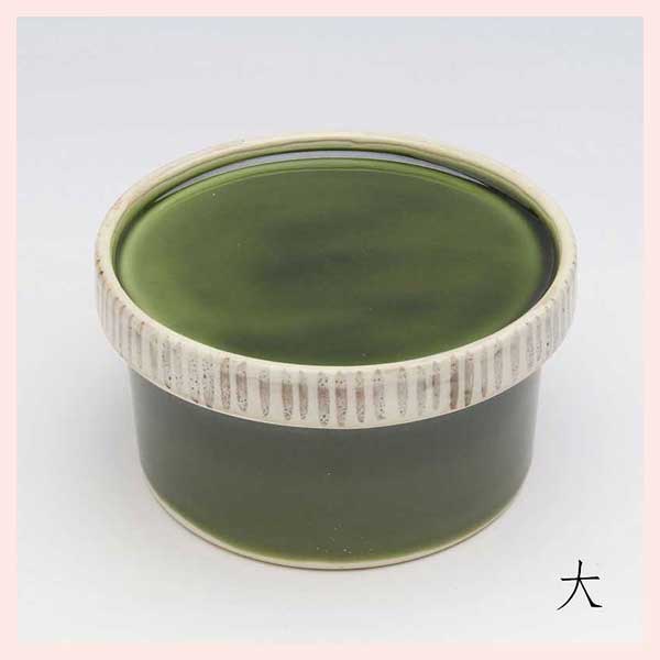 （３Ｐセット）瀬戸焼（陶器）　便利な器　織部十草　丸蓋物／大