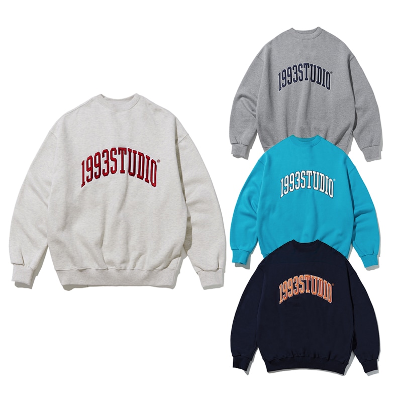 [LE SSERAFIM ウンチェ 着用] AUTHENTIC ARCH LOGO SWEATSHIRT 韓国 アイドル レディース メンズ 大きいサイズ オーバーサイズ