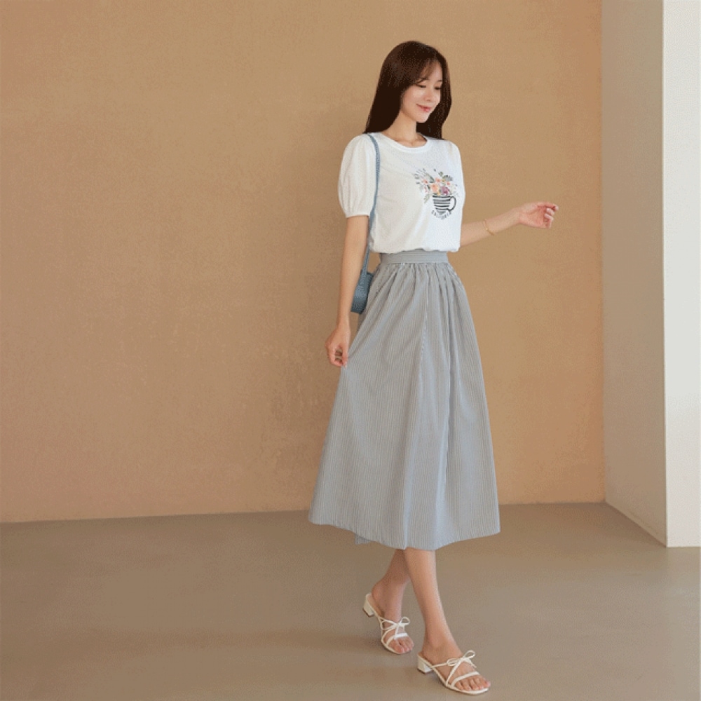 クリック＆ファニーティルストライプフレアスカート