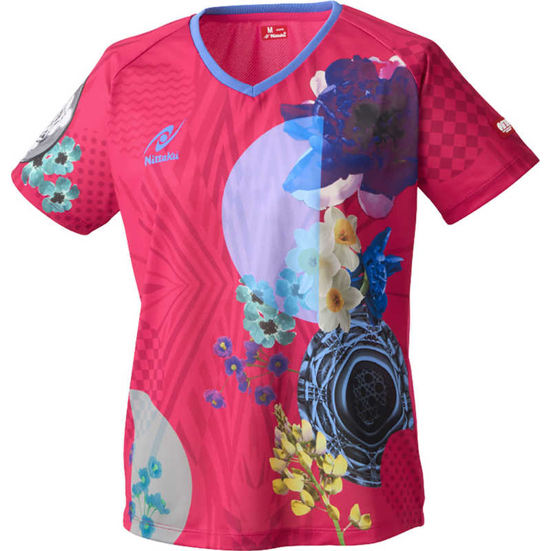 ニッタク　卓球用品 レディース モダンフラワーシャツ SS ロゼ　NW-2221