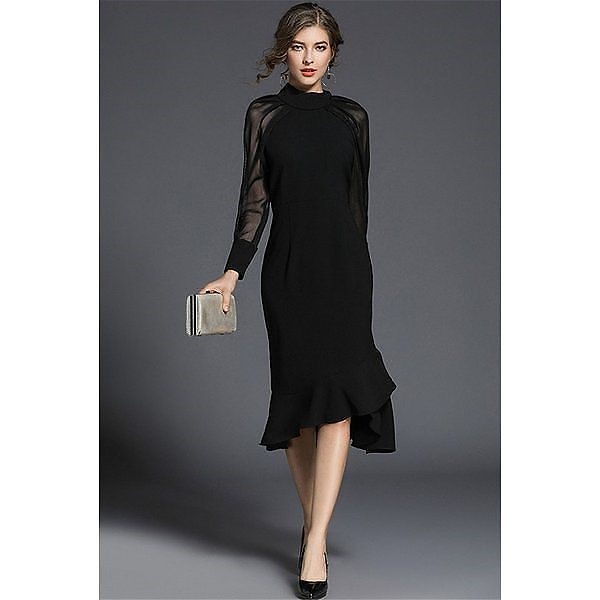 40代 パーティードレス 袖あり おしゃれ 会 大きいサイズ フォーマルドレス ロング丈 シフォン