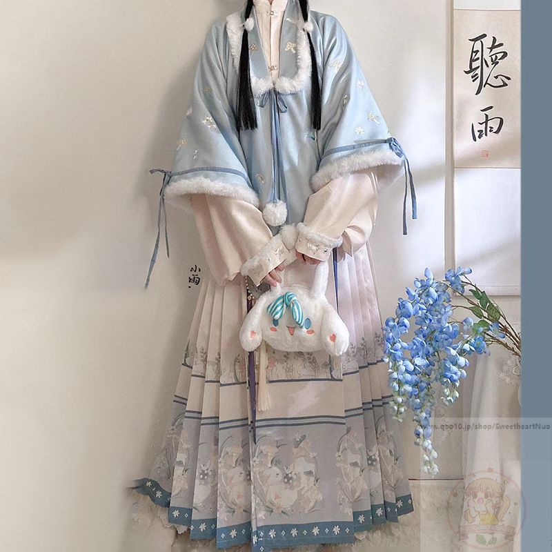 漢服女性秋冬全セット角襟半袖明製漢服馬上スカート刺繍超仙気 7,350円