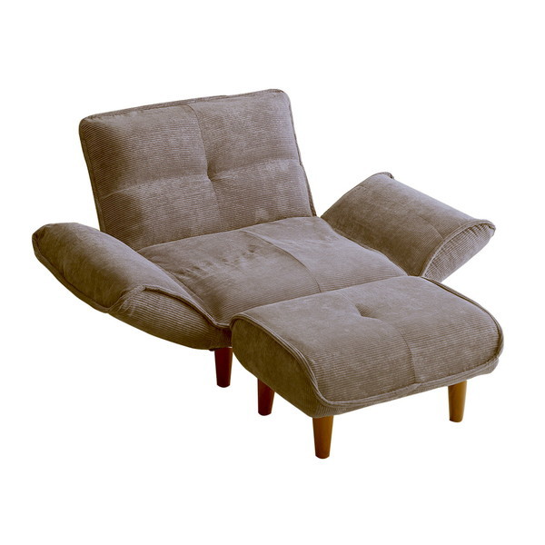 ホームテイスト SH-07-CDS1P-S 肌触りが良いコーデュロイソファ 1人掛け オットマンセット Qooliss-クーリス- ブラウン メーカー直送 15,592円