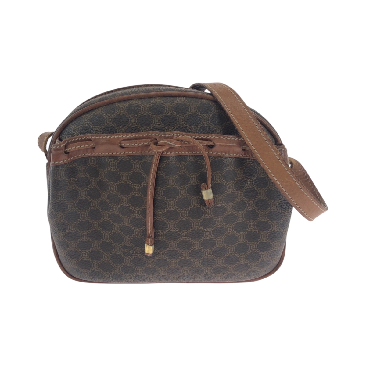 ヴィンテージ マカダム ブラウン ゴールド金具 PVC ショルダーバッグ ポシェット レディース 502793