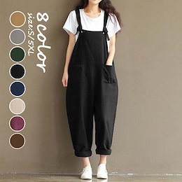 サロペット オーバーオール レディース ワイトパンツ 薄手 ロングパンツ ゆったり ボトムス 大きいサイズ カジュアル 安い 春夏 30代40代50代 オシャレ 着痩せ