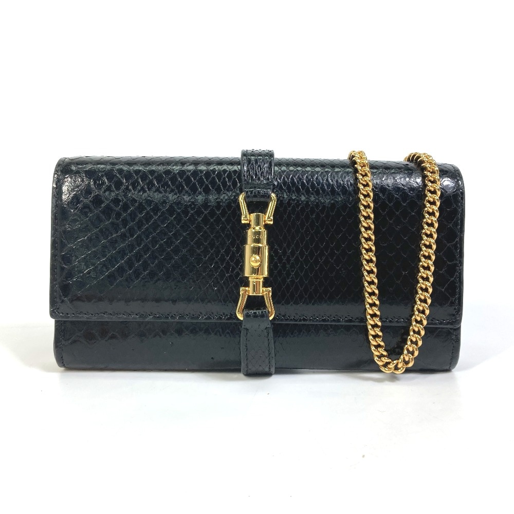 長財布 652681 チェーンウォレット ジャッキー 1961 パイソン ブラック