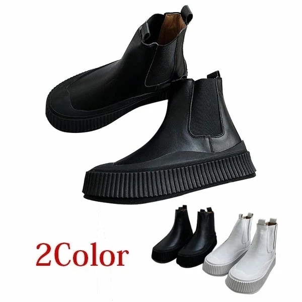 サイドゴアブーツ チェルシーブーツ ブーツ ショートブーツ レザーブーツ 厚底ブーツ 6cmUP