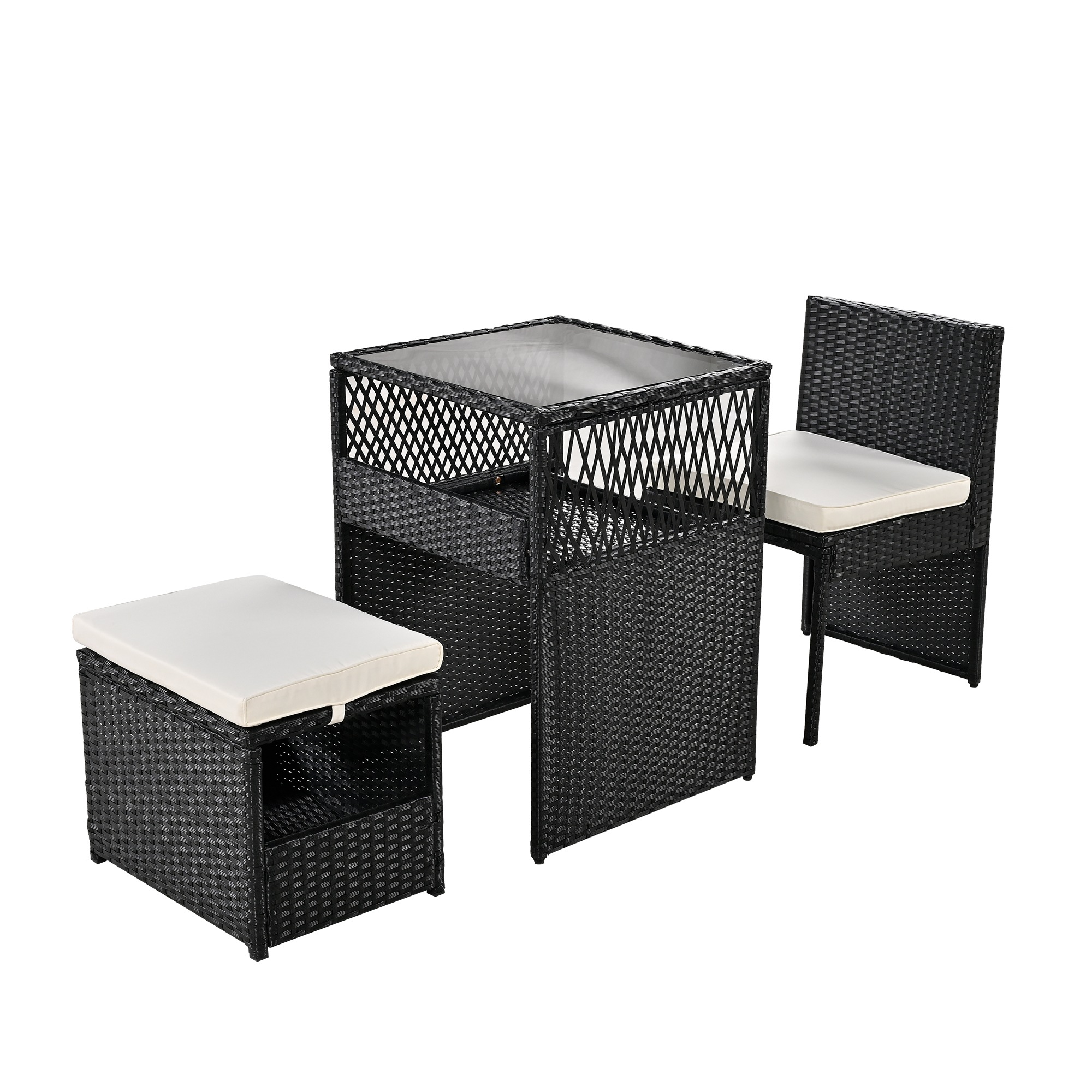 【国内発送.送.料.無.料！】ガーデンファニチャー テーブルセット ガーデン テーブル ソファー チェアー ラタン調 組合せ自由 撥水加工 省スペース 耐久性 北欧 屋外家具 ホテル【ブラック+ベージ