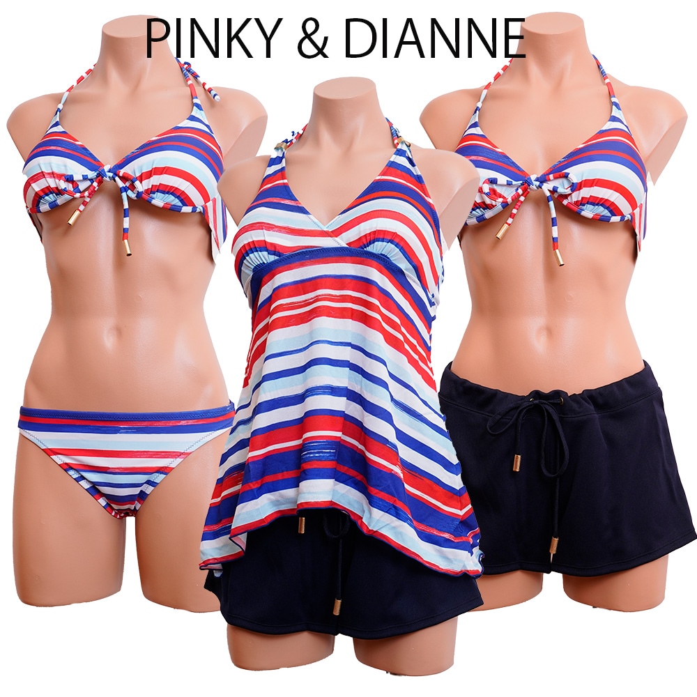 キャンペーン水着 レディース 水着 PINKY&DIANNE [ピンキー&ダイアン]タンキニ 水着 体型カバー 4点セット ショートパンツ パンツセット ホルターネック ビキニ ワイヤービキニ ママ