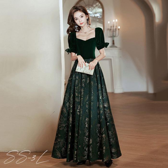 SNSで話題ドレス 大人 ピアノ 発表会 ロング丈 ぽっちゃり 大きいサイズ イブニングドレス 演奏会 ピアノ発表会 袖付き ワンピース Aライン ステージドレス 二次会 女子会 成人式 パーティード 9,838円