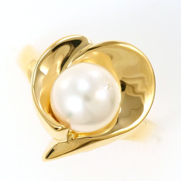 K18 18金 YG リング 指輪 11号 パール(真珠) 約7.5mm ジュエリー 中古