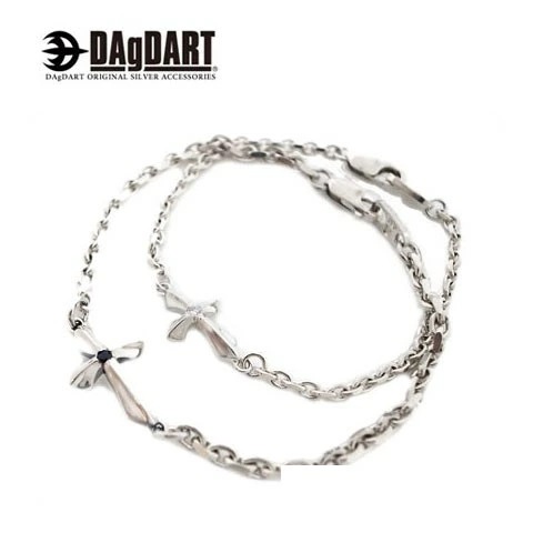 ダグダート DAgDART 誕生石セットOK！クロスモチーフ ペアブレスレット シルバー DB-141-142 【ペアアクセサリー/シルバー925/革/皮/クリスマス/プレゼント/ギフト/記念日/誕生