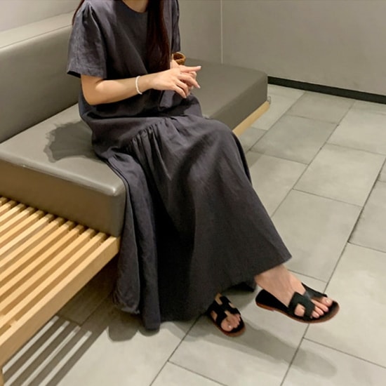 【取寄：納期2週間】ワンピース レディース サマードレス 大きいサイズ 無地 半袖 夏 コットン ロング丈 レトロ