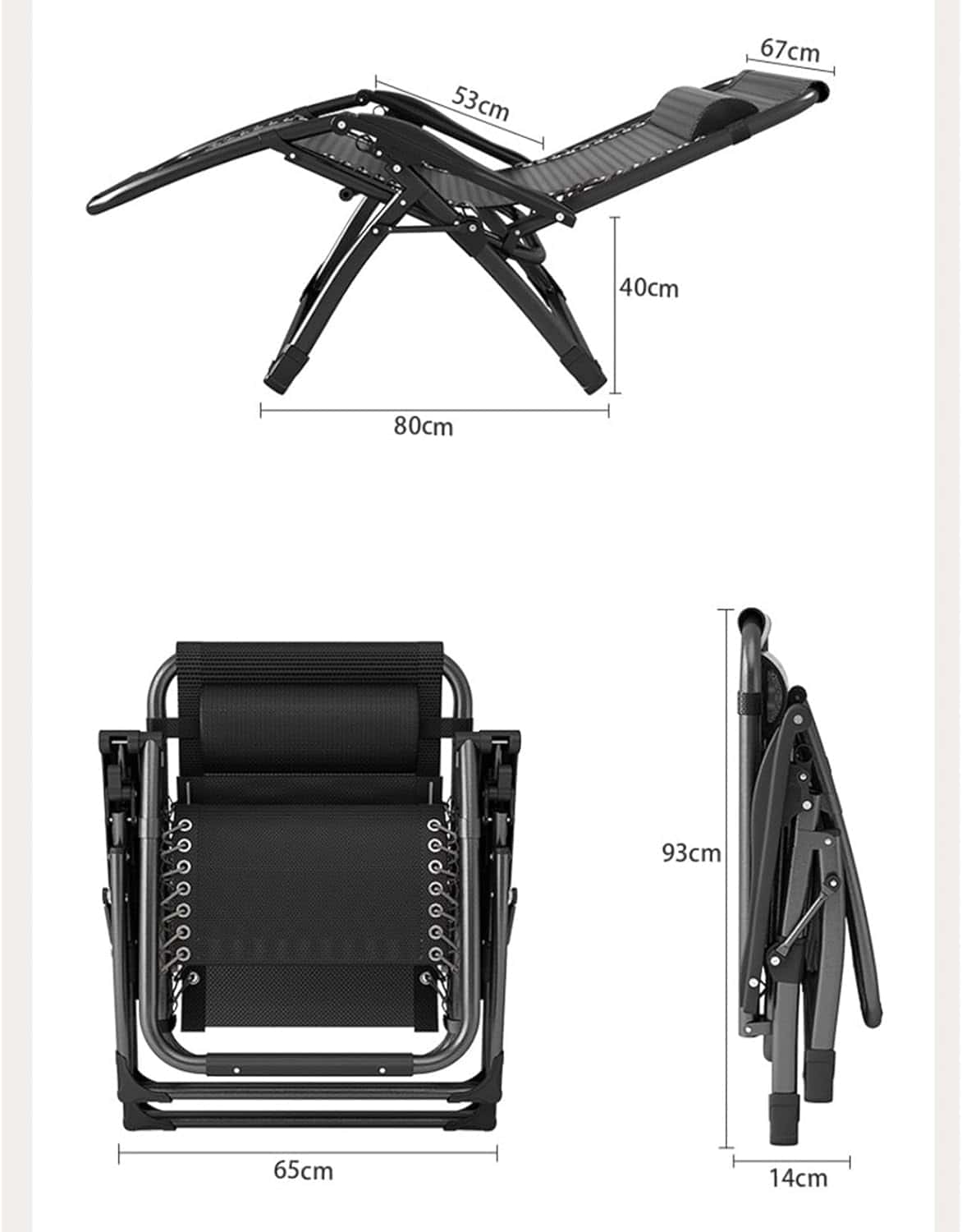折りたたみリクライニングチェア 無重力 リラックスチェア 一人用 オットマン一体型 背付き バルコニー 日光浴 屋外用 パティオ 昼休み 昼寝 持ち運び便利 テーブル付き グレイ シルバー ブラック