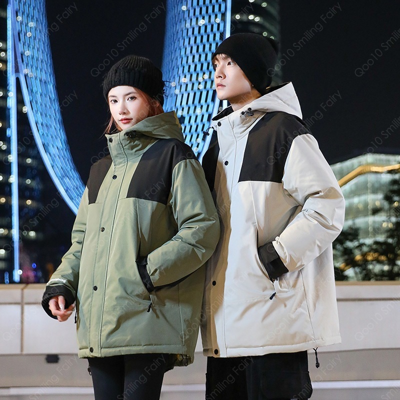 【最安値挑戦】 【期間限定】2023冬のカップル用ダウンジャケット男女ゆったりパステルカラーショート丈厚手連帽工装コート保温コート-54