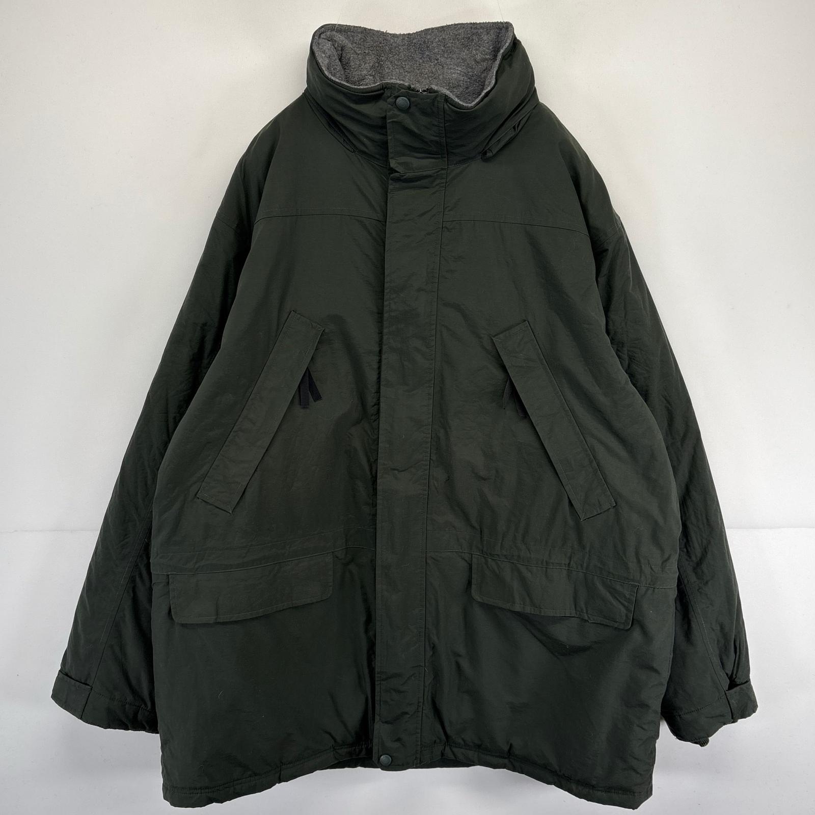 古着 ナイロンジャケット カバーオール ウォームアップ ハンティングフルジップ ポーラテック 2XL グリーン系 メンズ