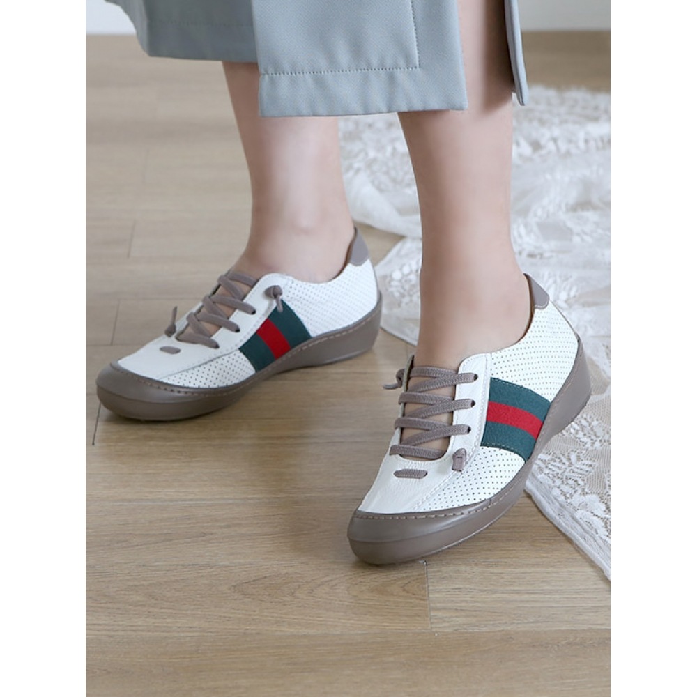 キャメルブラウンジッセハンドメイ ストライプ ロゴ レースアップ