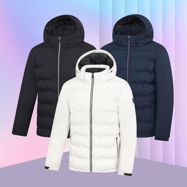 メンズチューブグースダウンフード付きヘビーパッド入りジャンパー