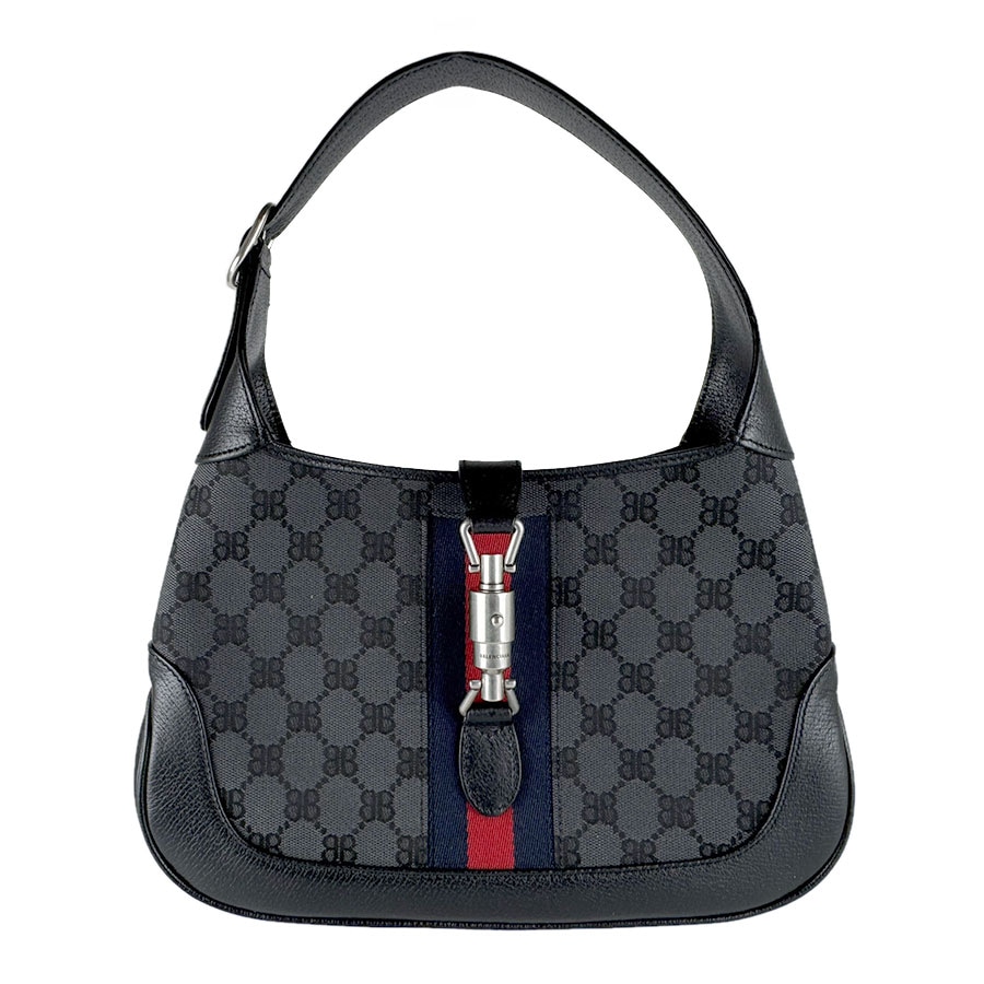 バレンシアガ BALENCIAGA ショルダーバッグ 2wayバッグ BALENCIAGA x GUCCI キャンバス/レザー ブラック/ダークグレー シルバー レディース 680118 z9721