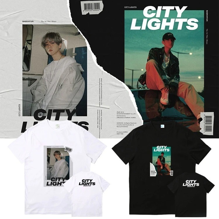 Bian Baekhyun Bbh アルバム City Lights 服半袖 T シャツ男女兼用