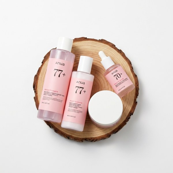 [桃 77+ナイアシンアミドの 4点セット ] 桃77ナイアシン トナー 250ml +ミルク 150ml +セラム アンプル 30ml +クリーム 50ml
