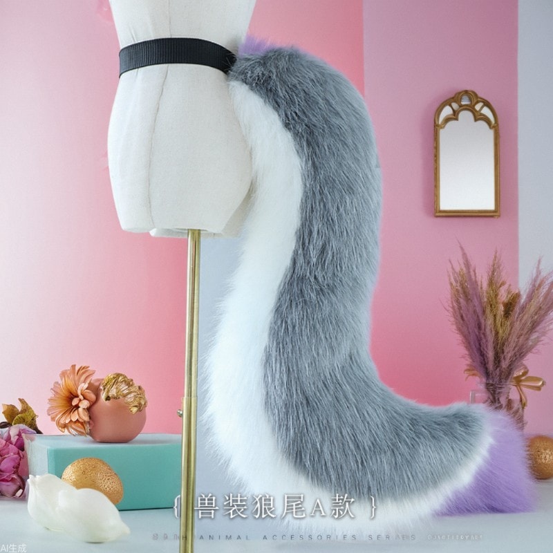 手作り可愛いモコモコアクセサリーfursuit獣装散財パーツコスプレ多色大判狼のしっぽ腰飾り