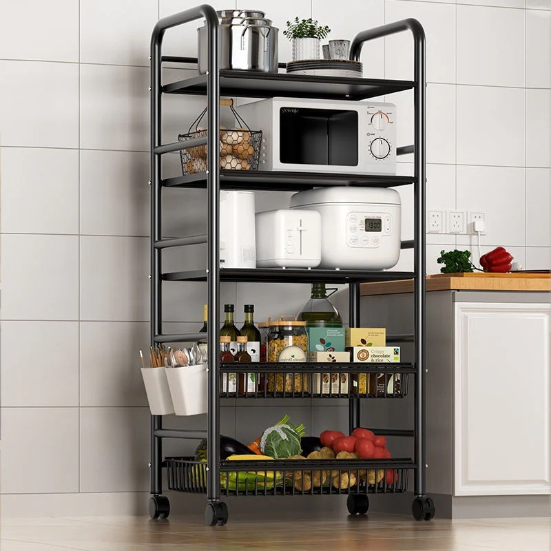 キッチンラックフロア多層電子レンジ棚ホームシェルフポットラック野菜バスケットトロリー収納収納ラック