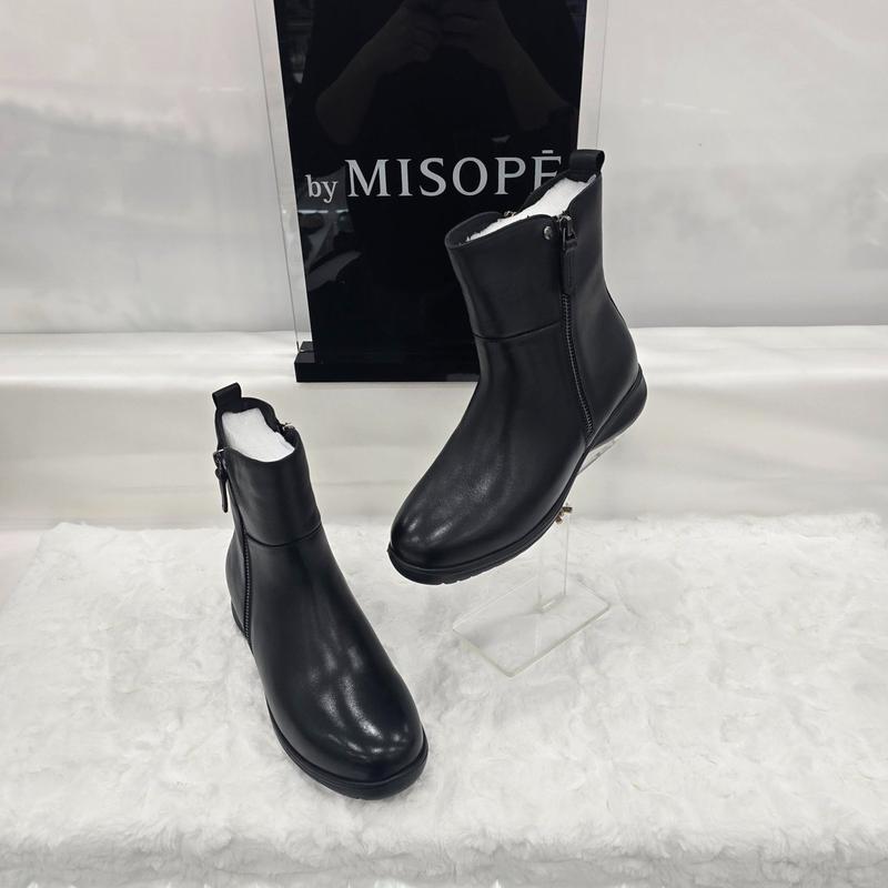 By 女性 ファー裏地 アンクルブーツ 612HT446FS002 BLACK 1 JJ