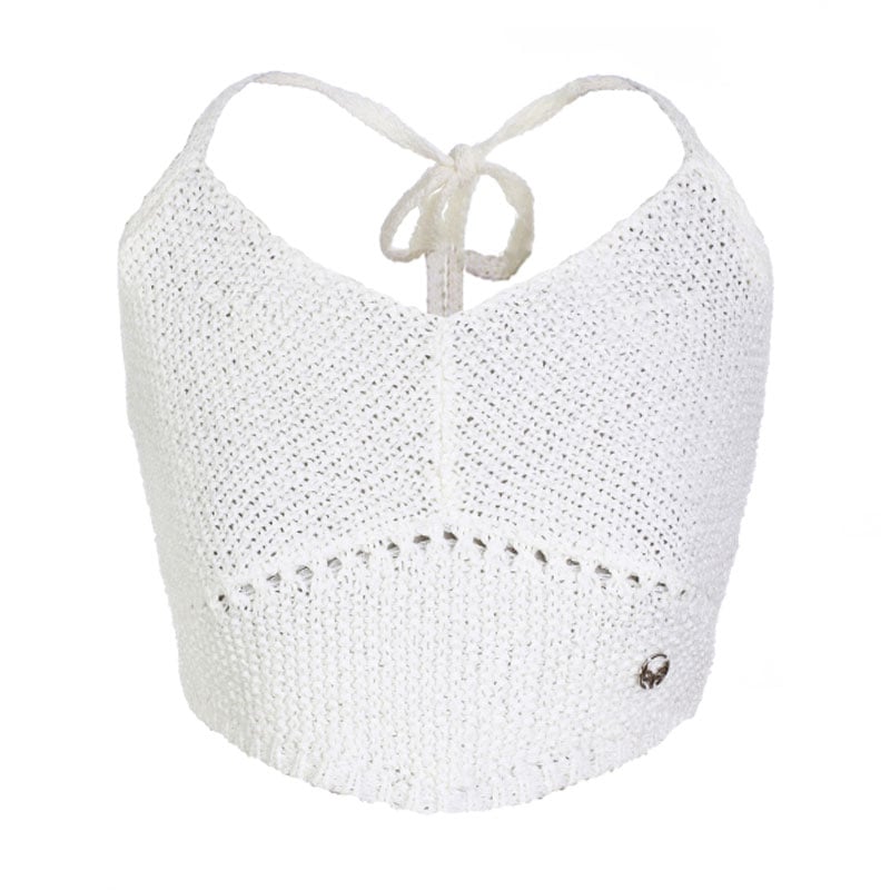 [LALAFOX] KNIT HALTERNECK TOP ( WHITE )