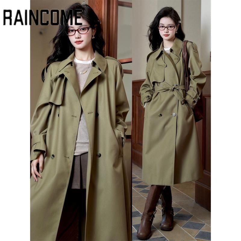 2025春作高級感気質トレンチコートジャケットロングコートアウター秋セミロングコートカジュアルスーツレディーストップス大きいサイズ大人っぽチェスターコ春トレンチコー