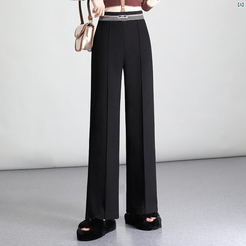 レディース ウール ワイド レッグ パンツ 秋冬 ハイウエスト ドレープ フレアパンツ カジュアル スリム アメリカン スリムフィット ブーツ カット