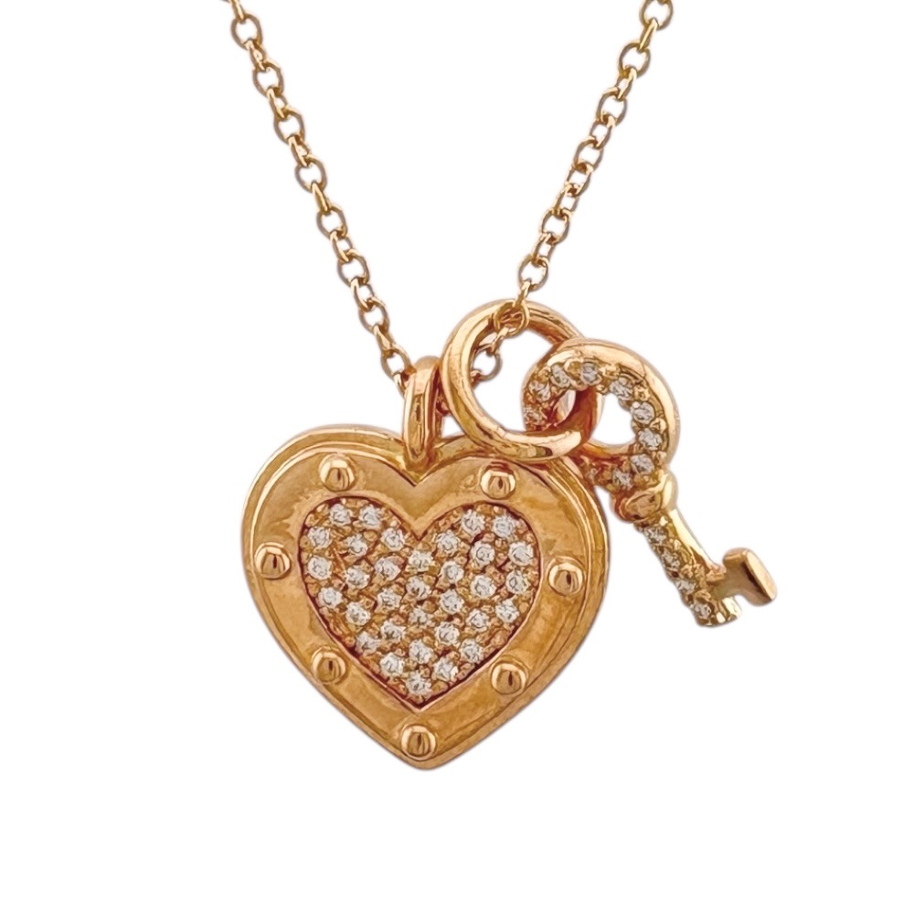 ティファニー リターントゥラブハートタグキー ネックレス 18金 K18ピンクゴールド ダイヤモンド TIFFANY&Co. 中古 美品