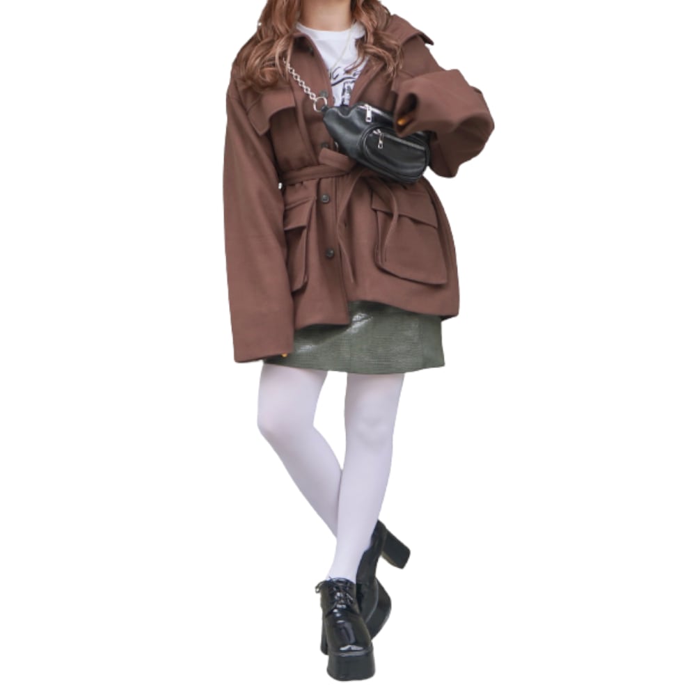 Wool Touch Oversized BDU Jacket (brown) A,D,G レディース アウター