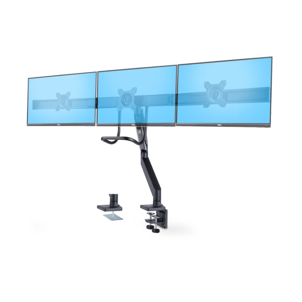 StarTech.com [3M1A3SG-MONITOR-ARM] モニターアーム/Cクランプ グロメット固定式/3画面/最大27インチ/耐荷重7kg/VESA対応/クロスバー/高さ角度調整可能/P