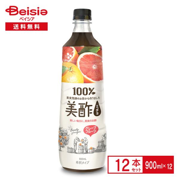 美酢 グレープフルーツ900ml×12本／CJ FOODS ミチョ 希釈 飲むお酢 のむお酢 健康酢 果実 柑橘 発酵 韓国 まとめ買い 送料無料