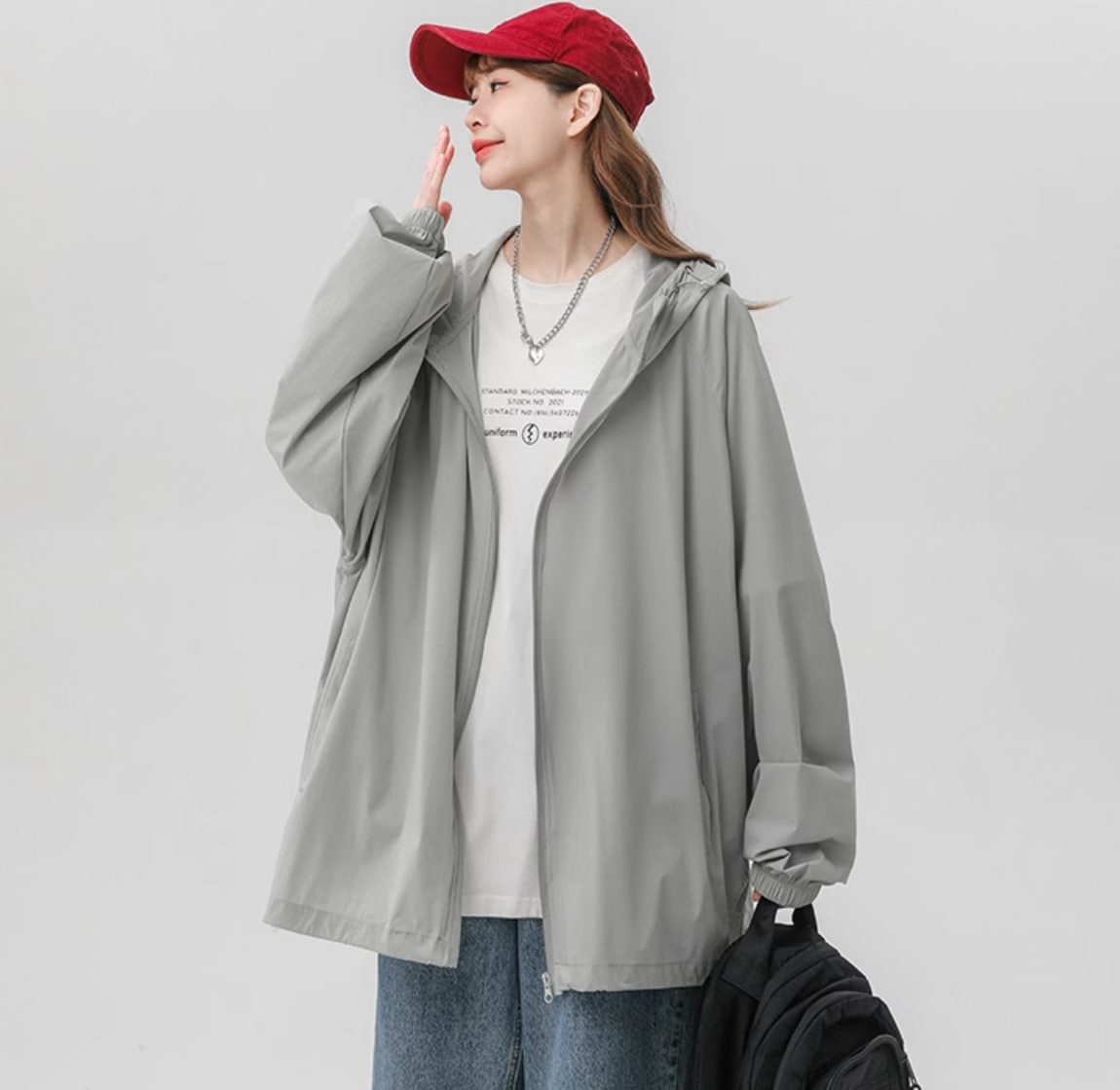 トップス ジャケット パーカー レディース アウター 上着 パーカー 前開き マウンテンパーカー 長袖 ラウンドネック フード ワイド ストリート 前開き 透け感 アメカジ 薄手 かわいい 大人可愛い
