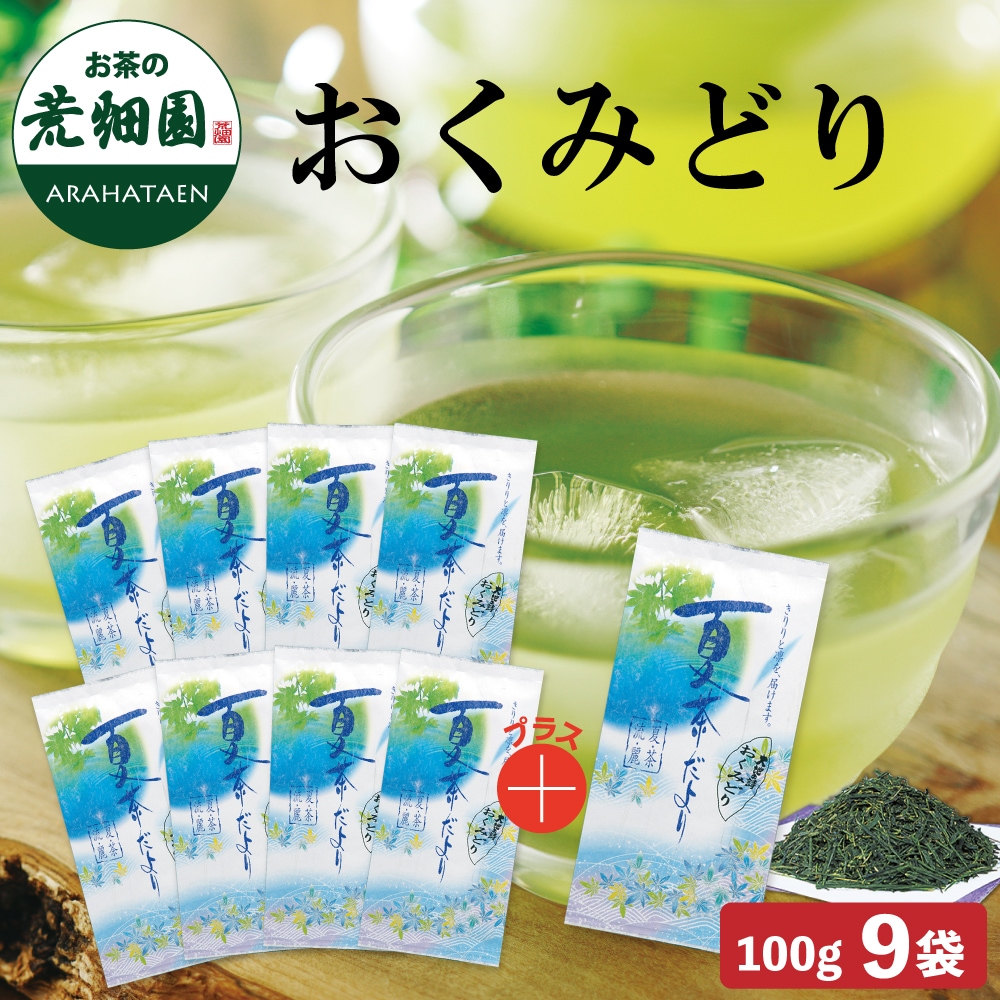 おくみどり 100g 8袋+1袋 茶葉 お茶 お茶の葉 緑茶 深蒸し茶 静岡茶
