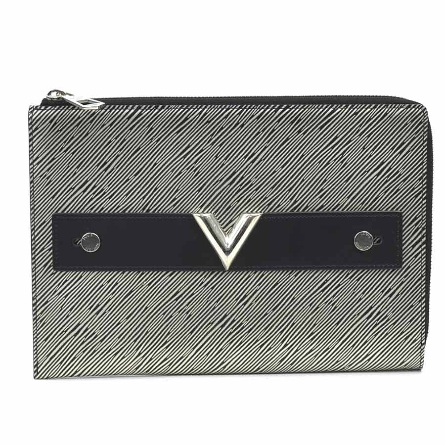 ルイ ヴィトン LOUIS VUITTON クラッチバッグ エピ プラティーヌ ポシェット プラット エピレザー シルバー/ブラック シルバー メンズ M62092 e61663