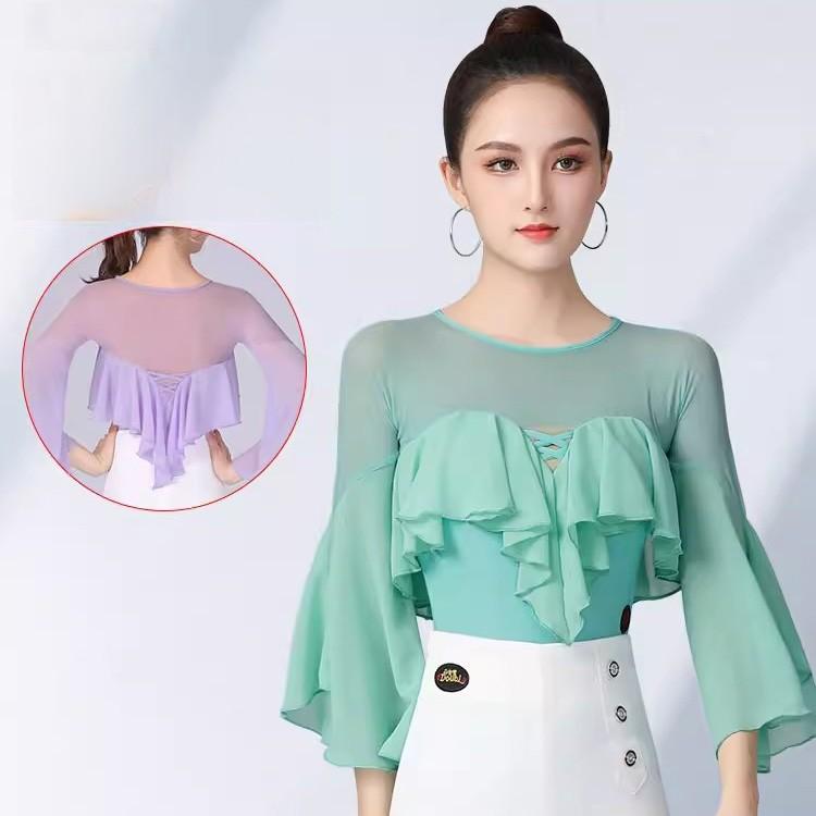 新しい子供用ダンスウェア 社交ダンス 練習着 トップス 社交 ダンス モダン ラテン衣装 レッスンウェア インナー ダンス衣装 レッスン着 発表会 ステージ衣装 カラオケ衣装 競技用 2枚購入で227