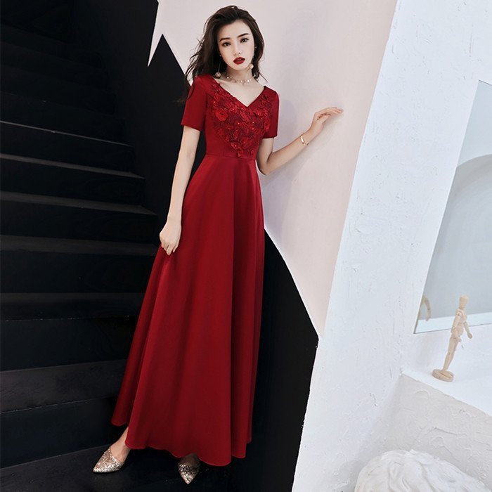 演奏会用ドレス 半袖 カラードレス ロングドレス パーティードレス ウェディングドレス 発表会 結婚式 ピアノ 二次会 ドレス 前撮り 結婚式 花嫁 コンサート