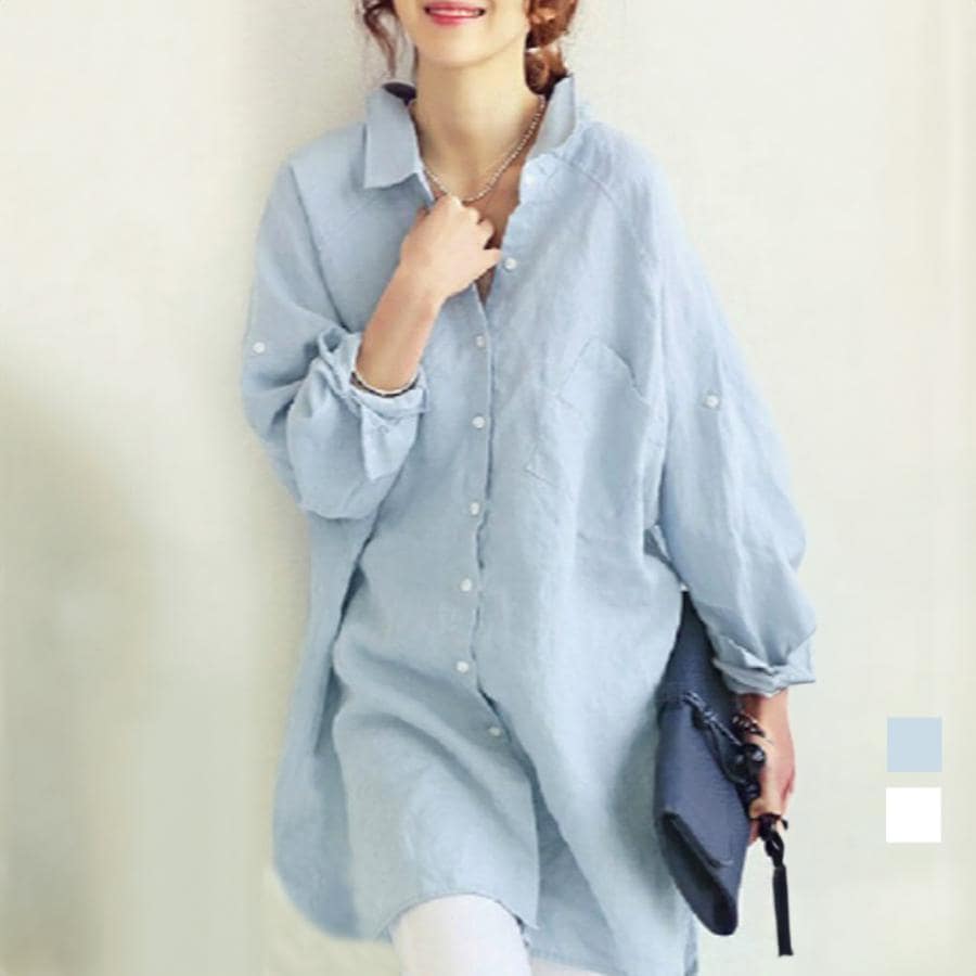 【急速出荷!】気質 韓国ファッション 長袖シャツ チュニックシャツブラウス ドルマン袖